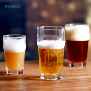 Sanzo โลโก้ที่กำหนดเองเบียร์แก้วถ้วยแก้วคริสตัลแว่นตาแฮนด์เมดเบียร์เหยือกเบียร์ถ้วย